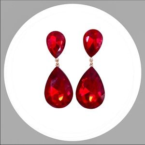 Red Crystal Tear Drop Earrings